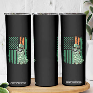 Funny St Patrick's Day Pug Leprechaun Skinny Tumbler Dog Lover Puppy Green American Flag TS02 Print Your Wear