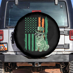 Funny St Patrick's Day Pug Leprechaun Spare Tire Cover Dog Lover Puppy Green American Flag TS02 No hole Black Print Your Wear