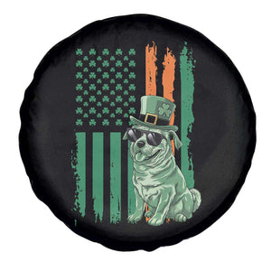 Funny St Patrick's Day Pug Leprechaun Spare Tire Cover Dog Lover Puppy Green American Flag TS02 Print Your Wear