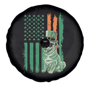 Funny St Patrick's Day Pug Leprechaun Spare Tire Cover Dog Lover Puppy Green American Flag TS02 Print Your Wear