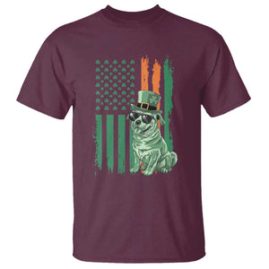 Funny St Patrick's Day Pug Leprechaun T Shirt Dog Lover Puppy Green American Flag TS02 Maroon Print Your Wear