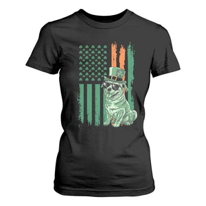 Funny St Patrick's Day Pug Leprechaun T Shirt For Women Dog Lover Puppy Green American Flag TS02 Black Print Your Wear