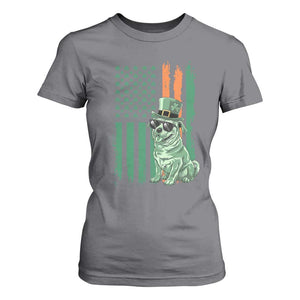 Funny St Patrick's Day Pug Leprechaun T Shirt For Women Dog Lover Puppy Green American Flag TS02 Charcoal Print Your Wear