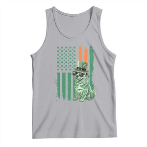 Funny St Patrick's Day Pug Leprechaun Tank Top Dog Lover Puppy Green American Flag TS02 Athletic Heather Print Your Wear