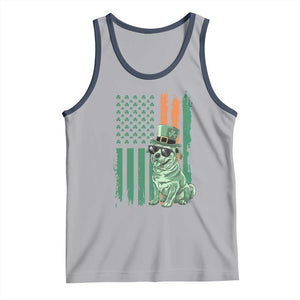Funny St Patrick's Day Pug Leprechaun Tank Top Dog Lover Puppy Green American Flag TS02 Athletic Heather Navy Print Your Wear