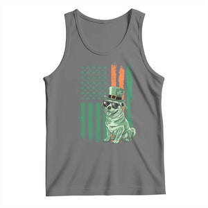 Funny St Patrick's Day Pug Leprechaun Tank Top Dog Lover Puppy Green American Flag TS02 Black Heather Print Your Wear