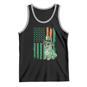 Funny St Patrick's Day Pug Leprechaun Tank Top Dog Lover Puppy Green American Flag TS02 Black Athletic Heather Print Your Wear