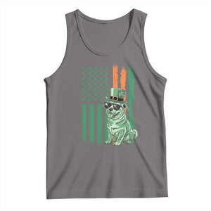 Funny St Patrick's Day Pug Leprechaun Tank Top Dog Lover Puppy Green American Flag TS02 Deep Heather Print Your Wear