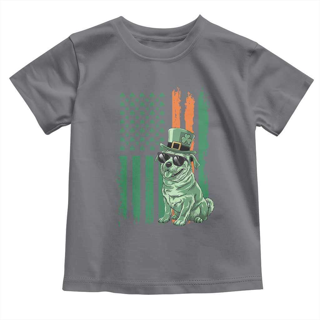 Funny St Patrick's Day Pug Leprechaun Toddler T Shirt Dog Lover Puppy Green American Flag TS02 Charcoal Print Your Wear