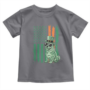 Funny St Patrick's Day Pug Leprechaun Toddler T Shirt Dog Lover Puppy Green American Flag TS02 Charcoal Print Your Wear