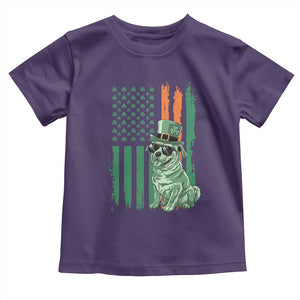 Funny St Patrick's Day Pug Leprechaun Toddler T Shirt Dog Lover Puppy Green American Flag TS02 Purple Print Your Wear