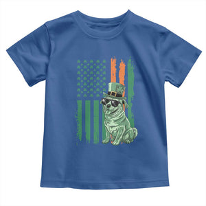 Funny St Patrick's Day Pug Leprechaun Toddler T Shirt Dog Lover Puppy Green American Flag TS02 Royal Blue Print Your Wear