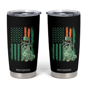 Funny St Patrick's Day Pug Leprechaun Tumbler Cup Dog Lover Puppy Green American Flag TS02 Black Print Your Wear