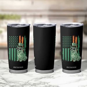 Funny St Patrick's Day Pug Leprechaun Tumbler Cup Dog Lover Puppy Green American Flag TS02 Print Your Wear