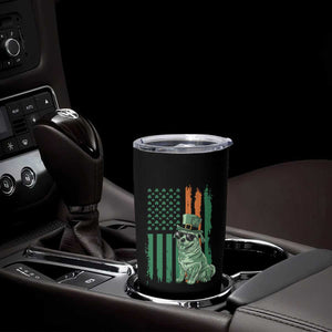 Funny St Patrick's Day Pug Leprechaun Tumbler Cup Dog Lover Puppy Green American Flag TS02 Print Your Wear