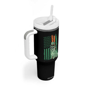Funny St Patrick's Day Pug Leprechaun Tumbler With Handle Dog Lover Puppy Green American Flag TS02 Print Your Wear