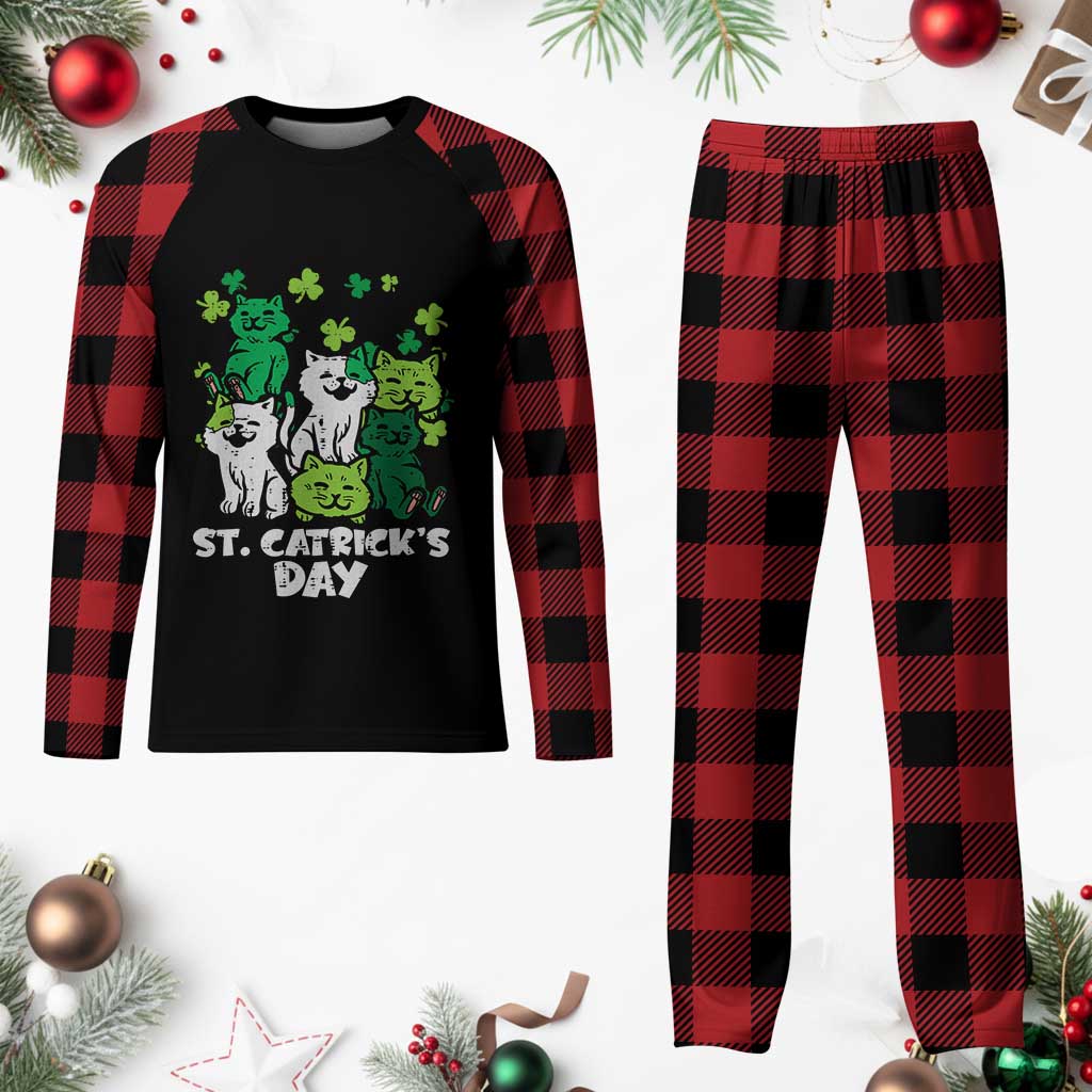 Cute St Catricks Day Plaid Pajama Set St Patricks Cats Saint Pattys Cat Lover TS02 Buffalo Plaid Print Your Wear