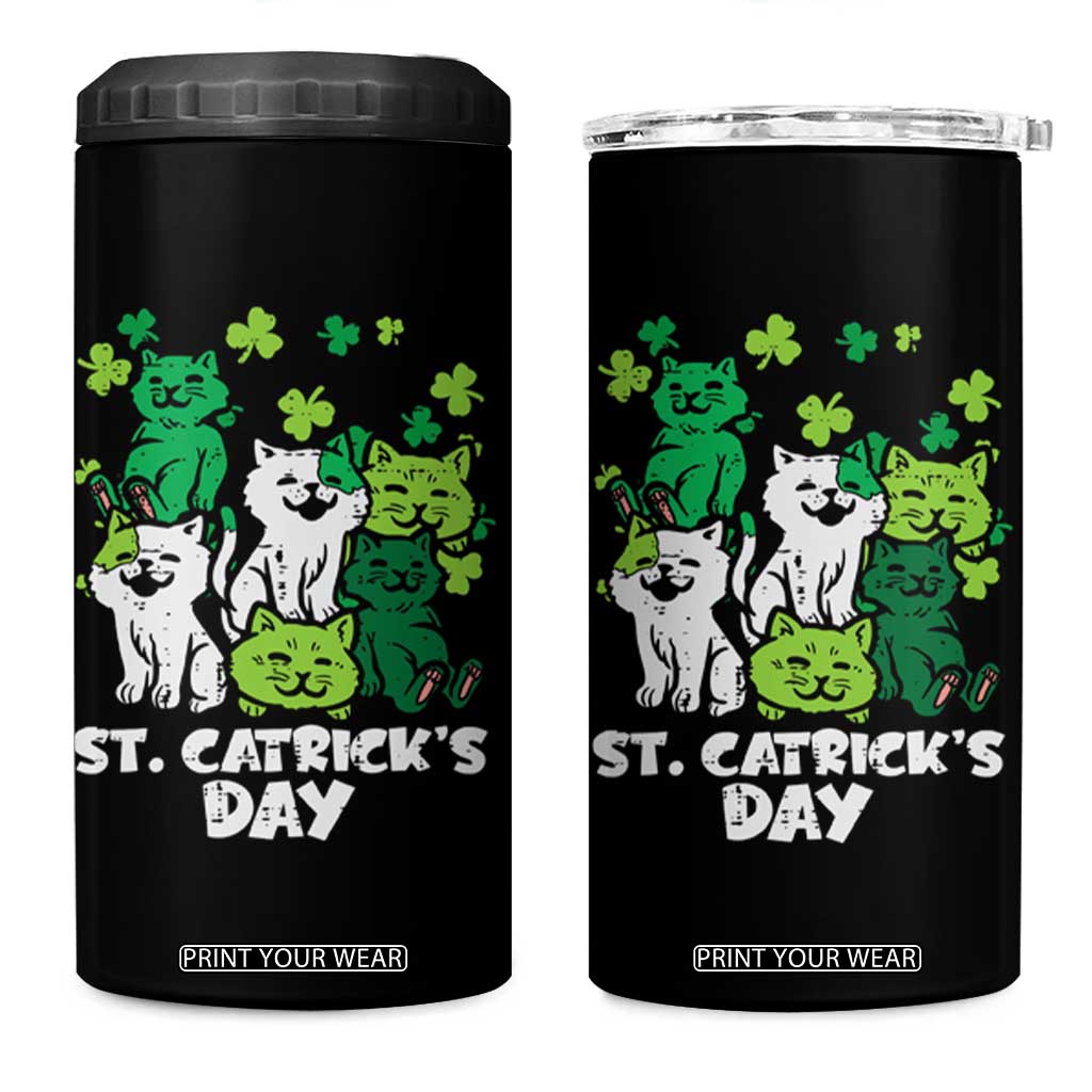 Cute St Catricks Day 4 in 1 Can Cooler Tumbler St Patricks Cats Saint Pattys Cat Lover TS02 One Size: 16 oz Black Print Your Wear