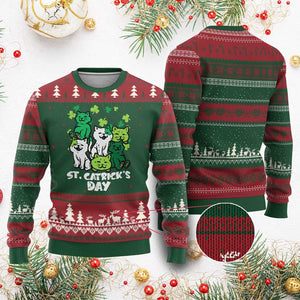 Cute St Catricks Day Ugly Christmas Sweater St Patricks Cats Saint Pattys Cat Lover TS02 Red Green Print Your Wear