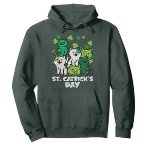 Cute St Catricks Day Hoodie St Patricks Cats Saint Pattys Cat Lover TS02 Dark Forest Green Print Your Wear