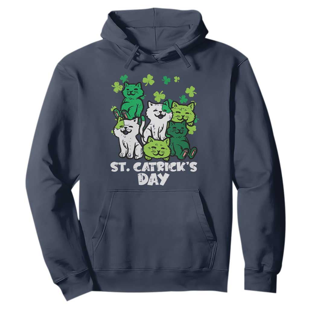 Cute St Catricks Day Hoodie St Patricks Cats Saint Pattys Cat Lover TS02 Navy Print Your Wear
