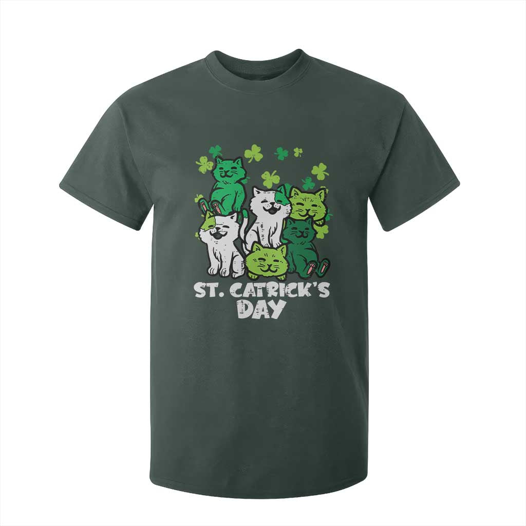 Cute St Catricks Day T Shirt For Kid St Patricks Cats Saint Pattys Cat Lover TS02 Dark Forest Green Print Your Wear
