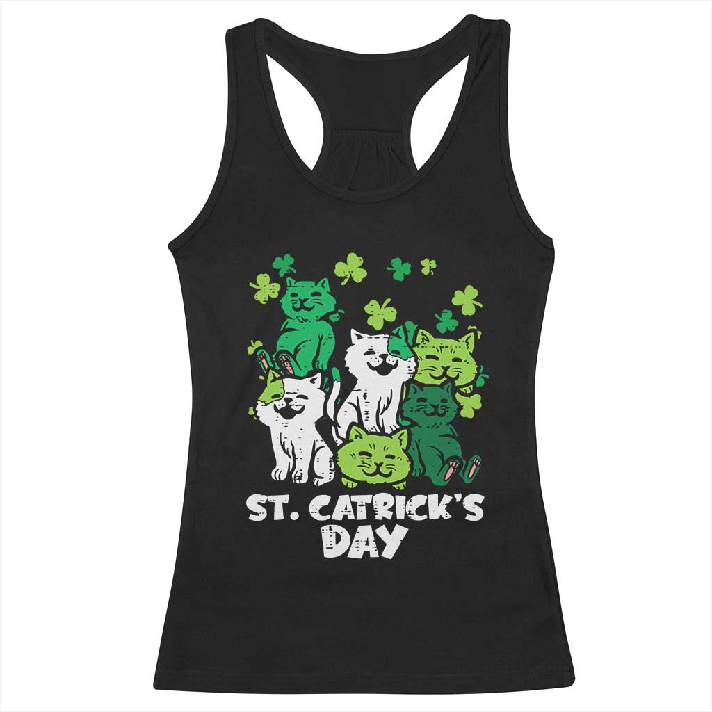 Cute St Catricks Day Racerback Tank Top St Patricks Cats Saint Pattys Cat Lover TS02 Black Print Your Wear