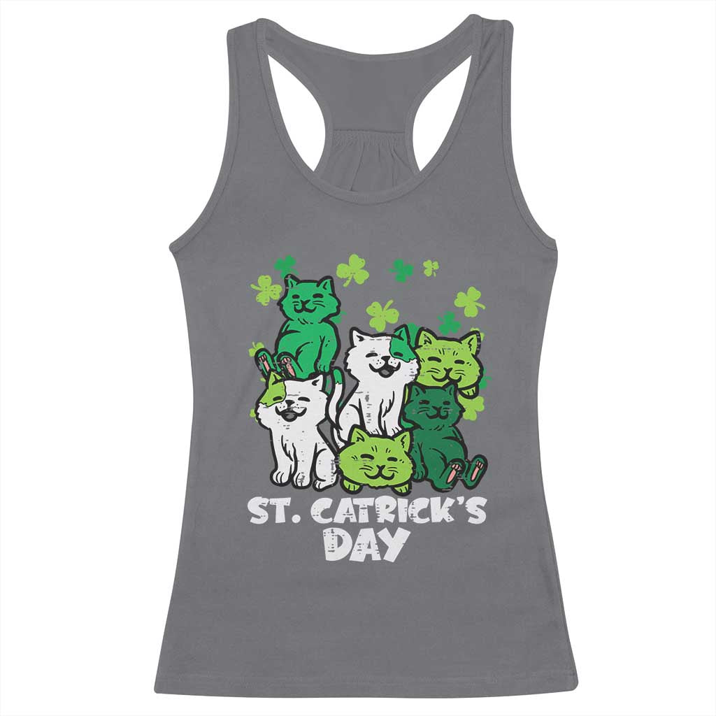 Cute St Catricks Day Racerback Tank Top St Patricks Cats Saint Pattys Cat Lover TS02 Charcoal Print Your Wear