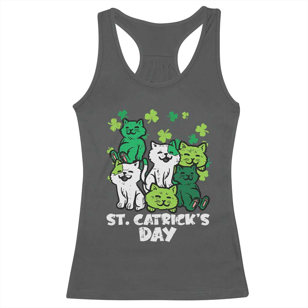 Cute St Catricks Day Racerback Tank Top St Patricks Cats Saint Pattys Cat Lover TS02 Dark Heather Print Your Wear