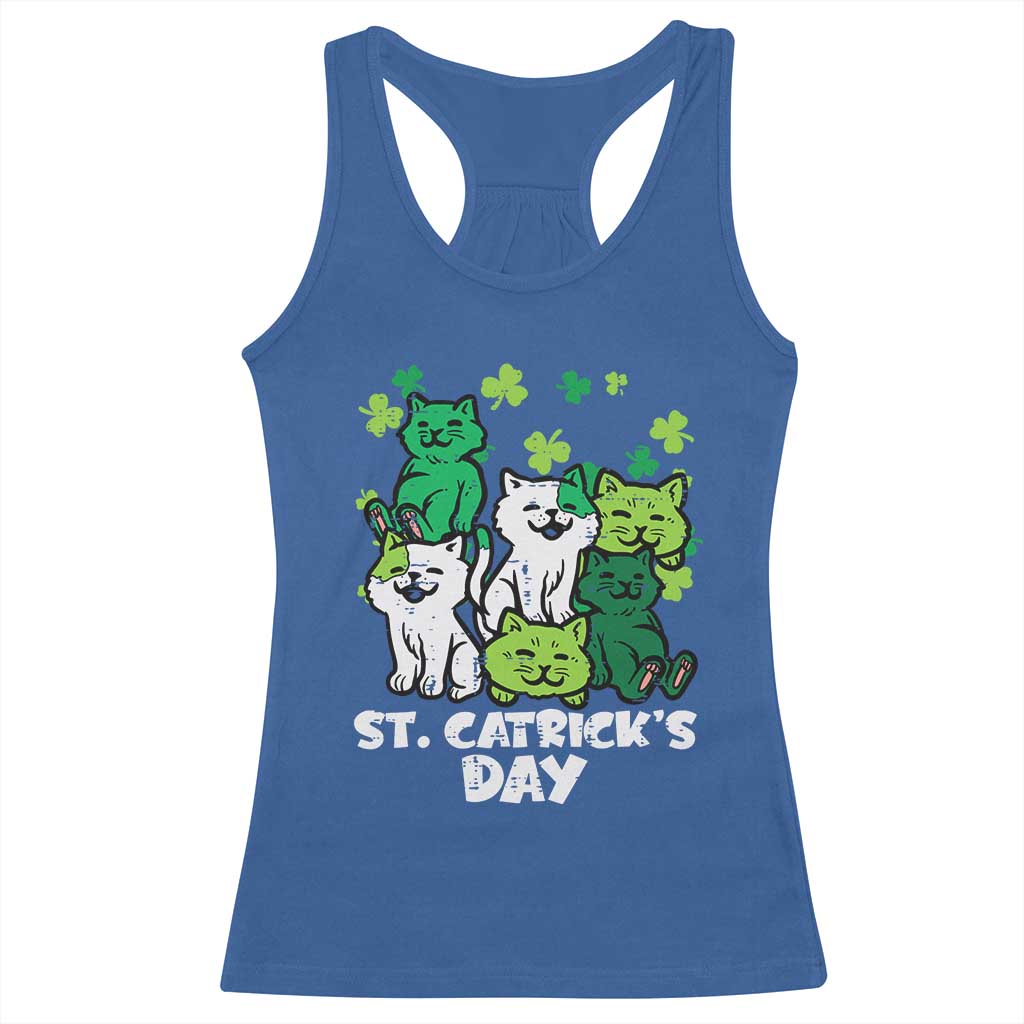 Cute St Catricks Day Racerback Tank Top St Patricks Cats Saint Pattys Cat Lover TS02 Royal Blue Print Your Wear