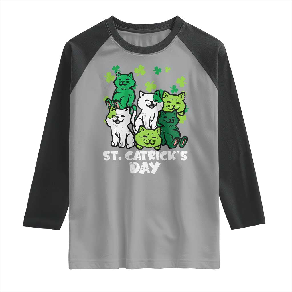 Cute St Catricks Day Raglan Shirt St Patricks Cats Saint Pattys Cat Lover TS02 Sport Gray Black Print Your Wear