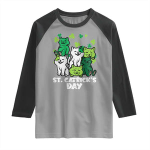 Cute St Catricks Day Raglan Shirt St Patricks Cats Saint Pattys Cat Lover TS02 Sport Gray Black Print Your Wear