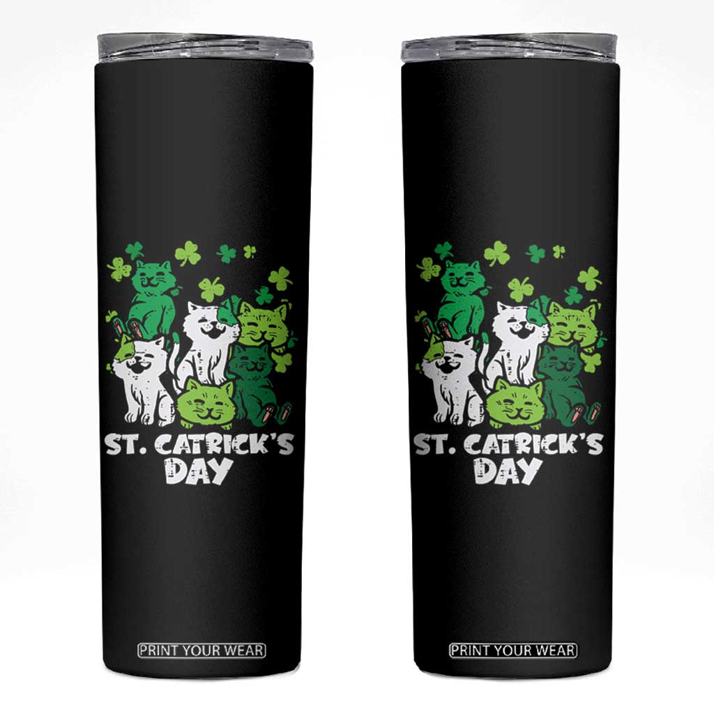 Cute St Catricks Day Skinny Tumbler St Patricks Cats Saint Pattys Cat Lover TS02 Black Print Your Wear