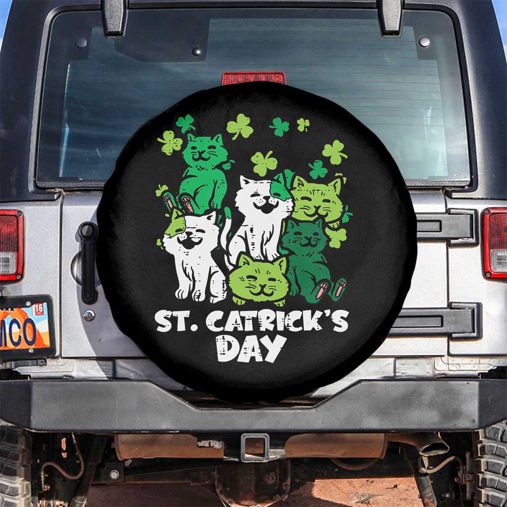 Cute St Catricks Day Spare Tire Cover St Patricks Cats Saint Pattys Cat Lover TS02 No hole Black Print Your Wear