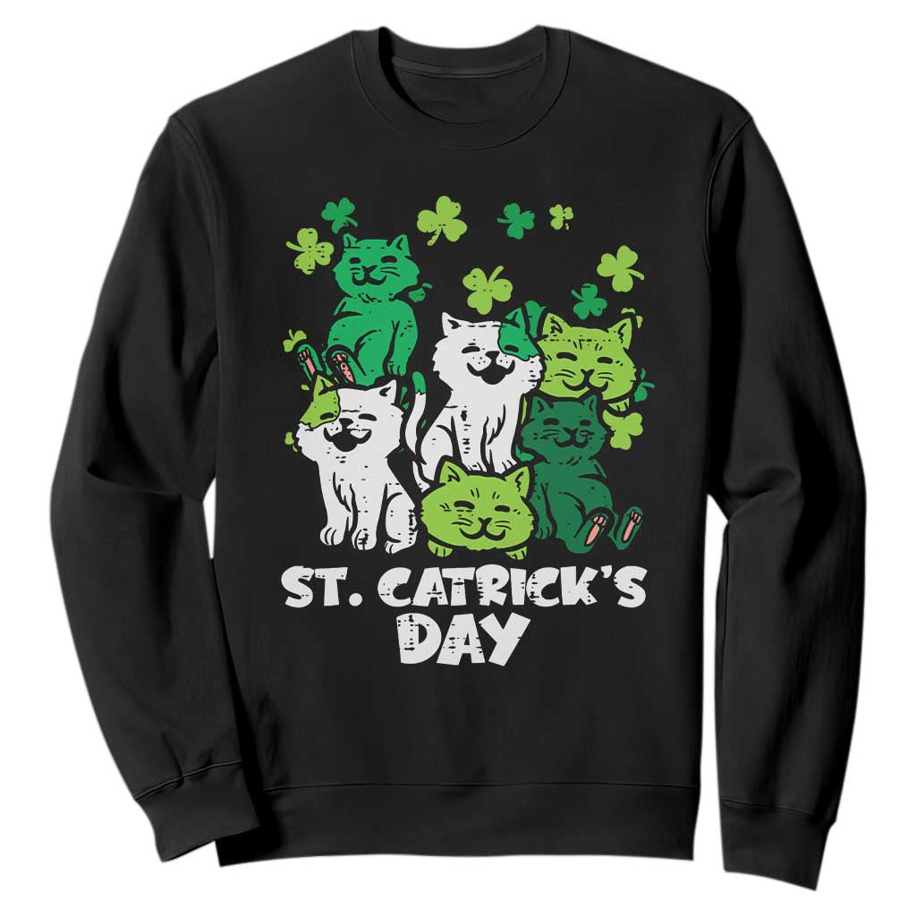 Cute St Catricks Day Sweatshirt St Patricks Cats Saint Pattys Cat Lover TS02 Black Print Your Wear