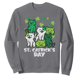 Cute St Catricks Day Sweatshirt St Patricks Cats Saint Pattys Cat Lover TS02 Charcoal Print Your Wear