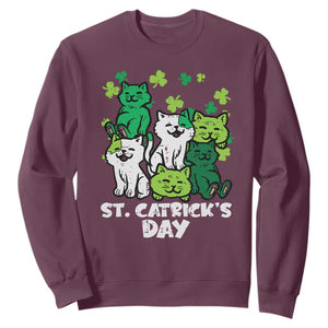 Cute St Catricks Day Sweatshirt St Patricks Cats Saint Pattys Cat Lover TS02 Maroon Print Your Wear