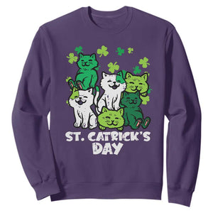 Cute St Catricks Day Sweatshirt St Patricks Cats Saint Pattys Cat Lover TS02 Purple Print Your Wear