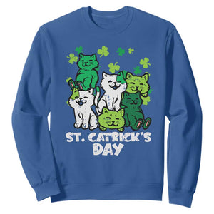 Cute St Catricks Day Sweatshirt St Patricks Cats Saint Pattys Cat Lover TS02 Royal Blue Print Your Wear