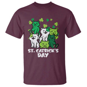 Cute St Catricks Day T Shirt St Patricks Cats Saint Pattys Cat Lover TS02 Maroon Print Your Wear