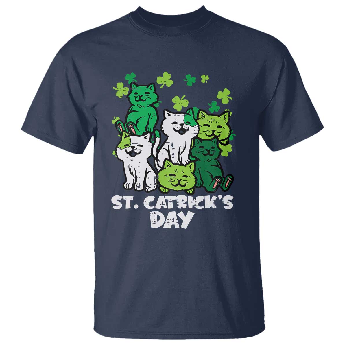 Cute St Catricks Day T Shirt St Patricks Cats Saint Pattys Cat Lover TS02 Navy Print Your Wear