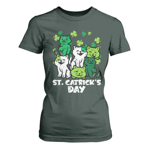 Cute St Catricks Day T Shirt For Women St Patricks Cats Saint Pattys Cat Lover TS02 Dark Forest Green Print Your Wear