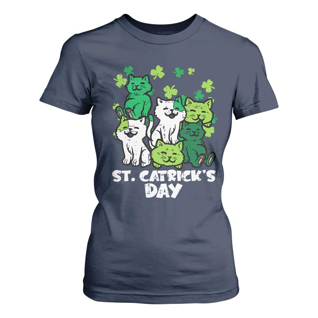 Cute St Catricks Day T Shirt For Women St Patricks Cats Saint Pattys Cat Lover TS02 Navy Print Your Wear