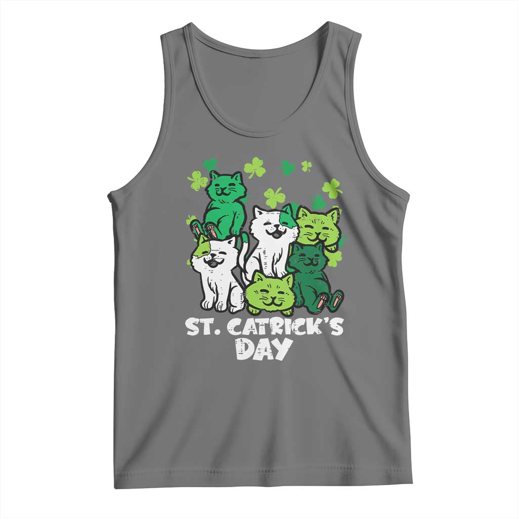 Cute St Catricks Day Tank Top St Patricks Cats Saint Pattys Cat Lover TS02 Black Heather Print Your Wear