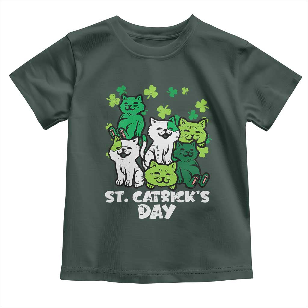 Cute St Catricks Day Toddler T Shirt St Patricks Cats Saint Pattys Cat Lover TS02 Dark Forest Green Print Your Wear