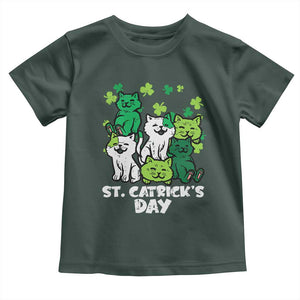 Cute St Catricks Day Toddler T Shirt St Patricks Cats Saint Pattys Cat Lover TS02 Dark Forest Green Print Your Wear