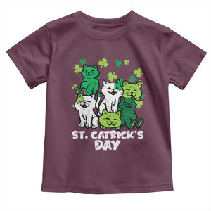 Cute St Catricks Day Toddler T Shirt St Patricks Cats Saint Pattys Cat Lover TS02 Maroon Print Your Wear