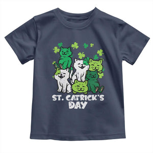 Cute St Catricks Day Toddler T Shirt St Patricks Cats Saint Pattys Cat Lover TS02 Navy Print Your Wear