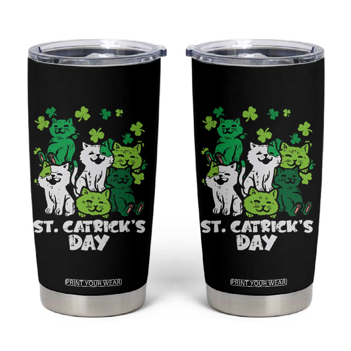 Cute St Catricks Day Tumbler Cup St Patricks Cats Saint Pattys Cat Lover TS02 Black Print Your Wear