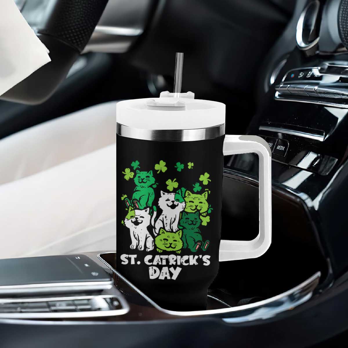 Cute St Catricks Day Tumbler With Handle St Patricks Cats Saint Pattys Cat Lover TS02 Print Your Wear